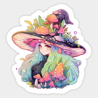 Pastel Goth Cute Mushroom Witch Sticker